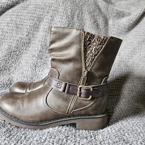 Jellypop Brown Combat & Moto Boots